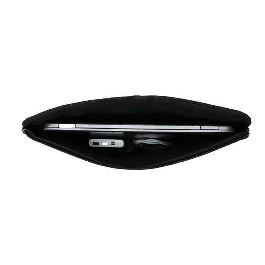 Leder Laptop Hulle Schwarz Innenansicht