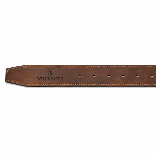Volkskin Herren Ledergürtel Braun closeup