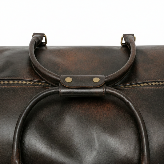 Volkskin Vintage Leder Reisetasche Espresso closeup