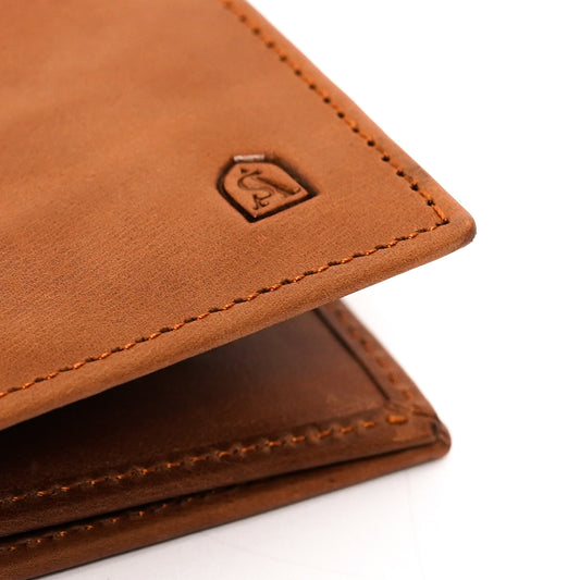 Volkskin Ledergeldbörse mit RFID-Schutz für Herren - Braun