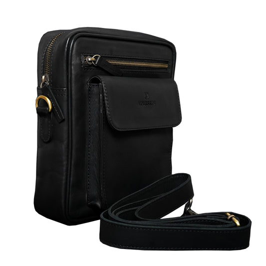 Volkskin Leder Umhängetasche Schwarz