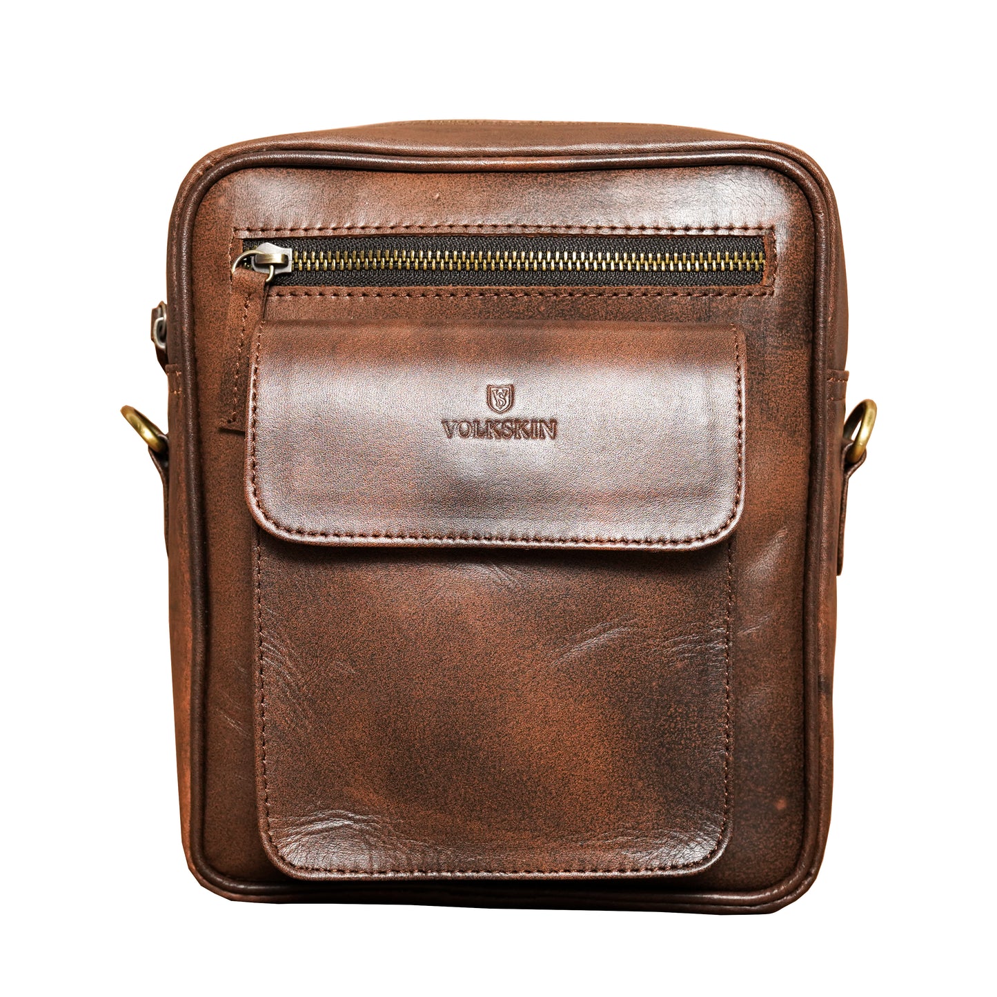 Volkskin Leder Umhängetasche Braun