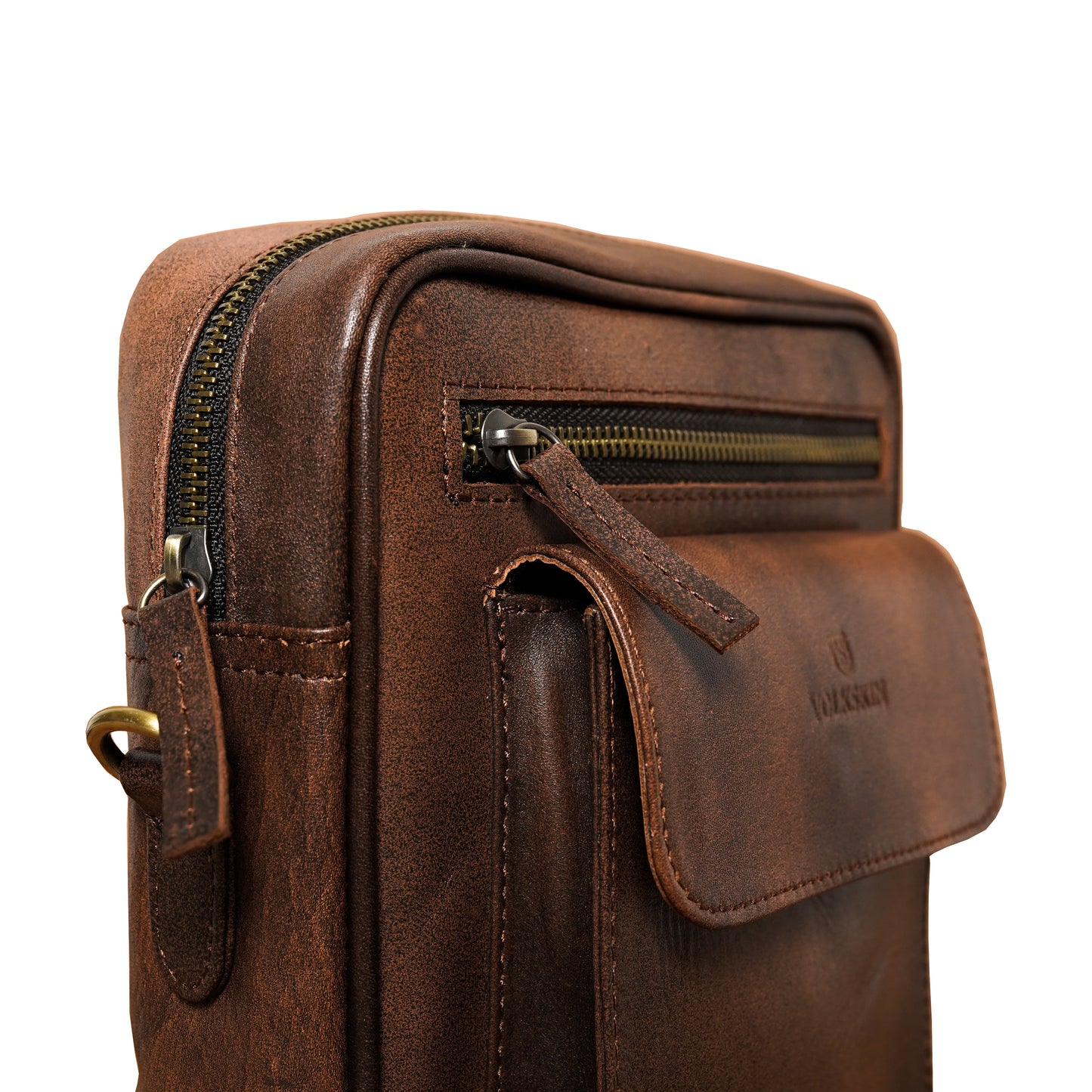 Volkskin Leder Umhängetasche Braun