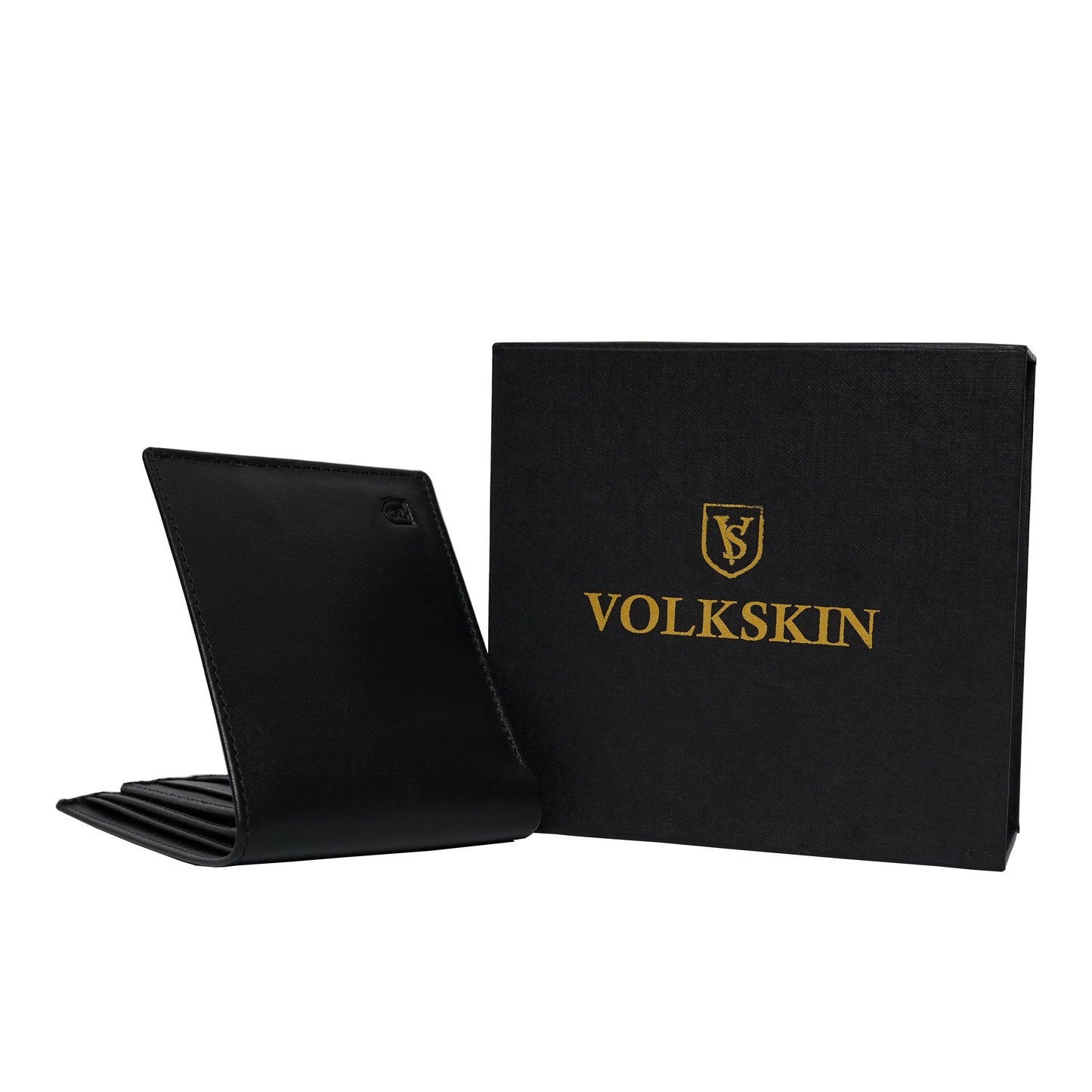 Volkskin Ledergeldbörse mit RFID-Schutz für Herren - Schwarz