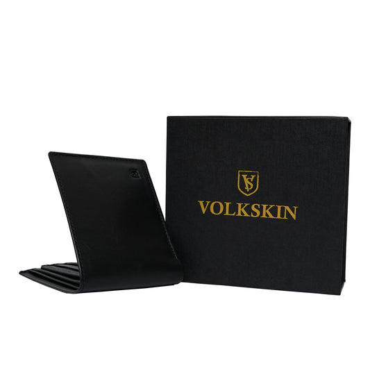 Volkskin Ledergeldbörse mit RFID-Schutz für Herren - Schwarz
