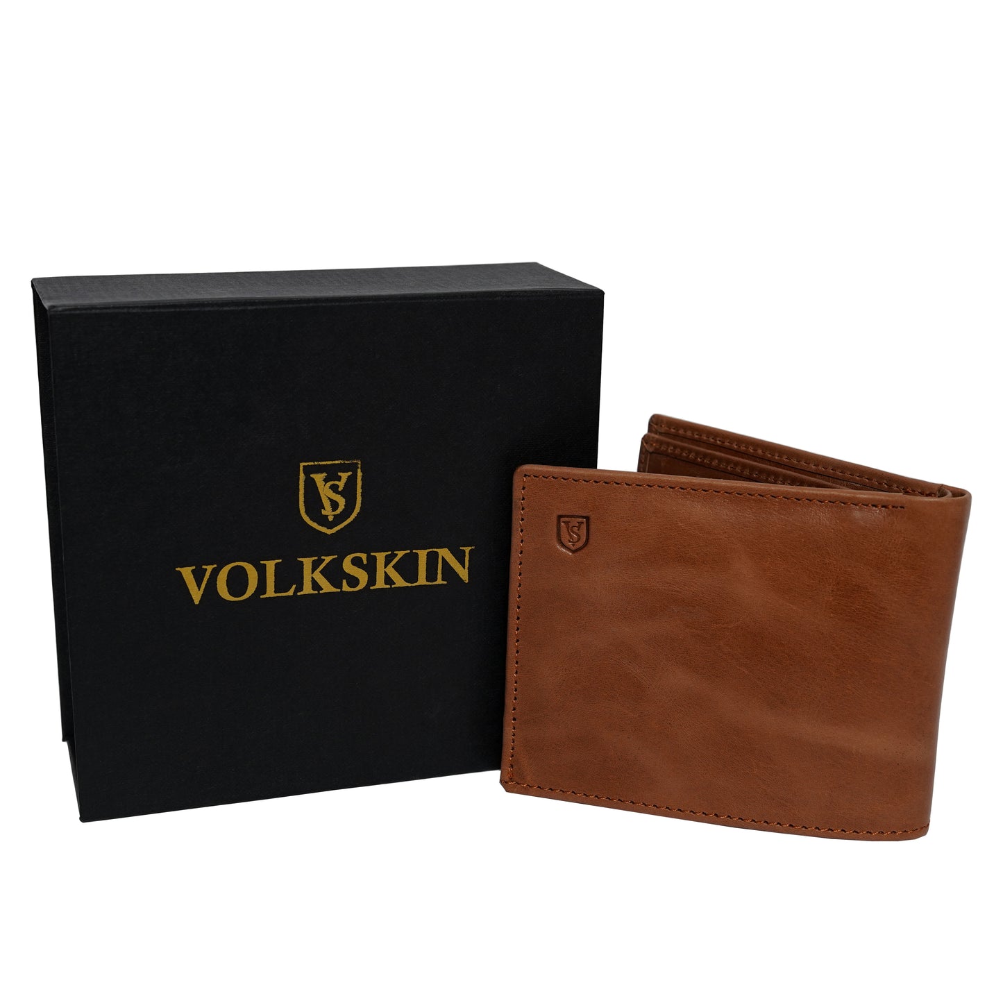 Volkskin Ledergeldbörse mit RFID-Schutz für Herren - Braun