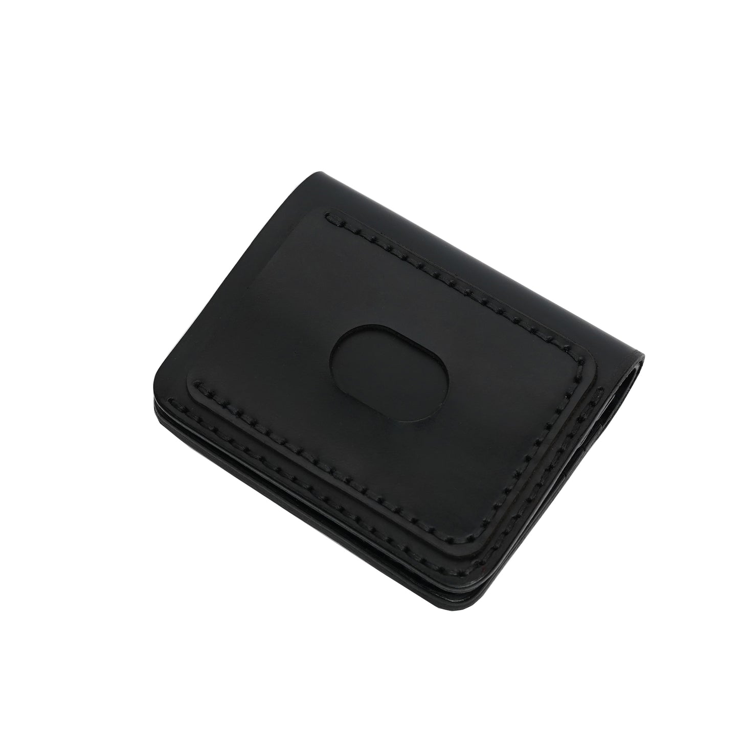 Volkskin SlimFold - Handgefertigtes Geldbörse aus Echtleder (Schwarz)
