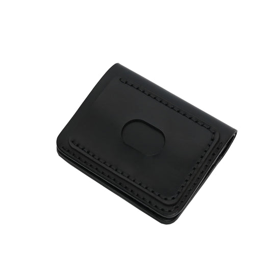 Volkskin SlimFold - Handgefertigtes Geldbörse aus Echtleder (Schwarz)