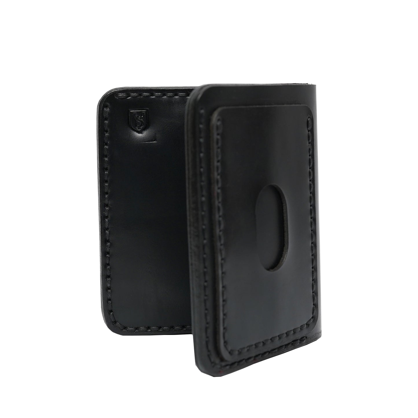 Volkskin SlimFold - Handgefertigtes Geldbörse aus Echtleder (Schwarz)