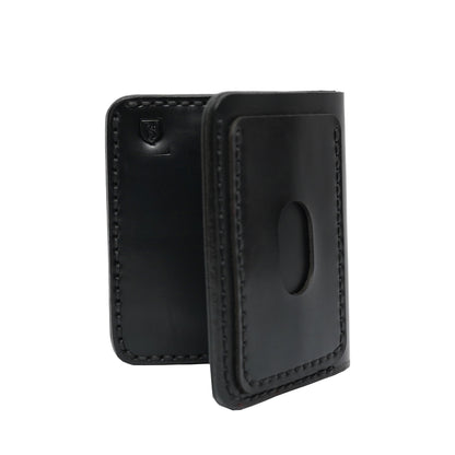 Volkskin SlimFold - Handgefertigtes Geldbörse aus Echtleder (Schwarz)