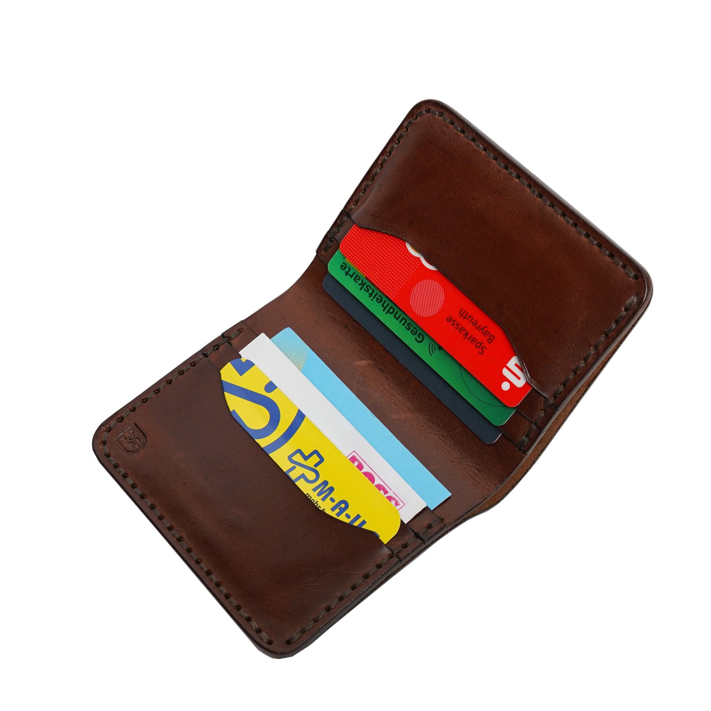 Volkskin SlimFold - Handgefertigtes Geldbörse aus Echtleder (Braun)