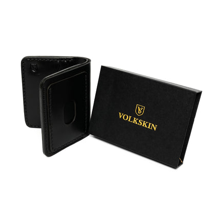 Volkskin SlimFold - Handgefertigtes Geldbörse aus Echtleder (Schwarz)