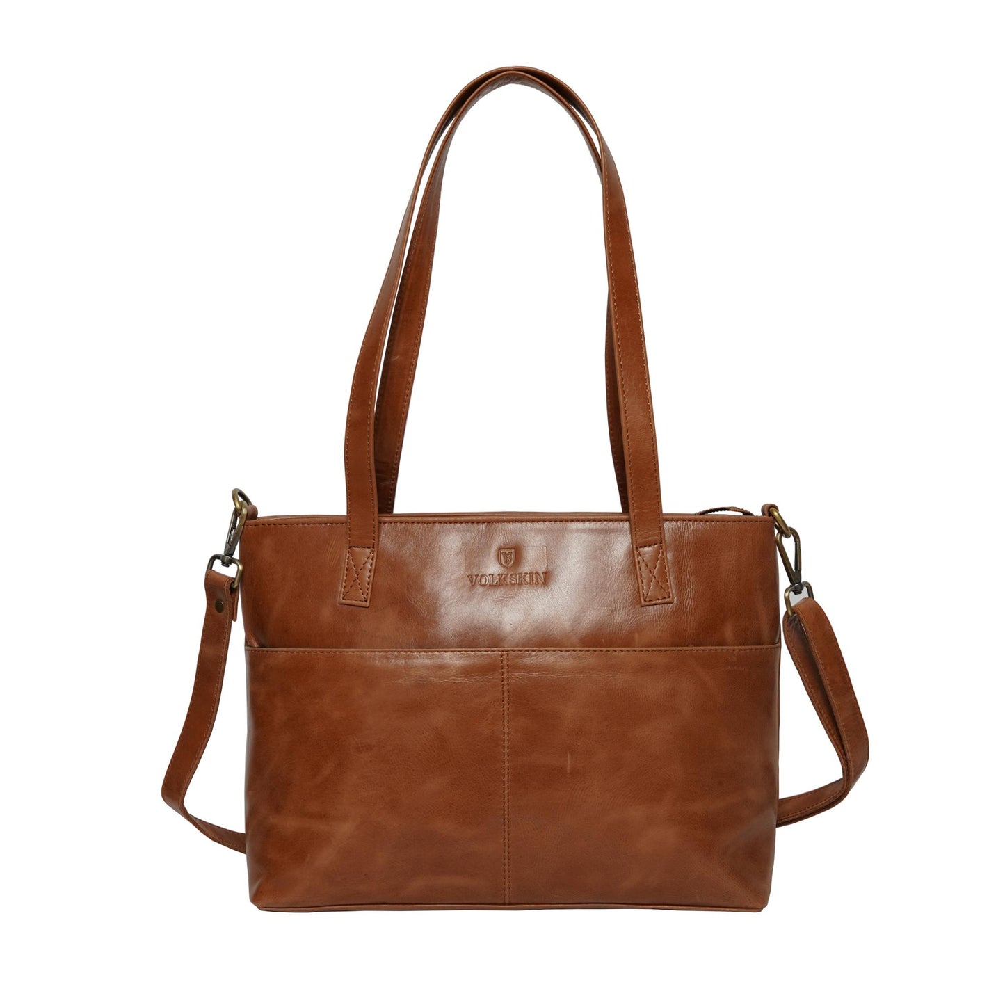 Volkskin Leder Schultertasche Cognac
