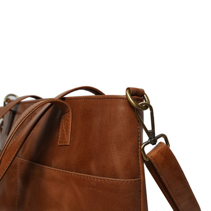 Volkskin Leder Schultertasche Cognac