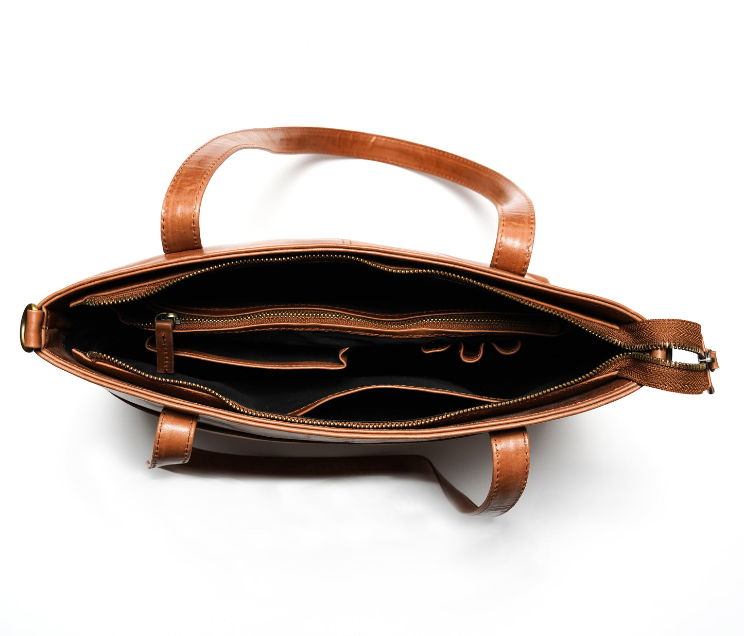 Volkskin Leder Schultertasche Cognac