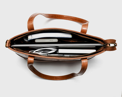 Volkskin Leder Schultertasche Cognac