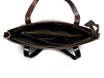 Volkskin Leder Schultertasche Espresso