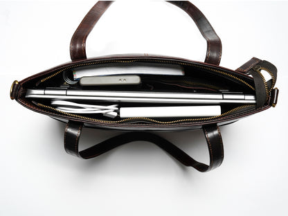 Volkskin Leder Schultertasche Espresso