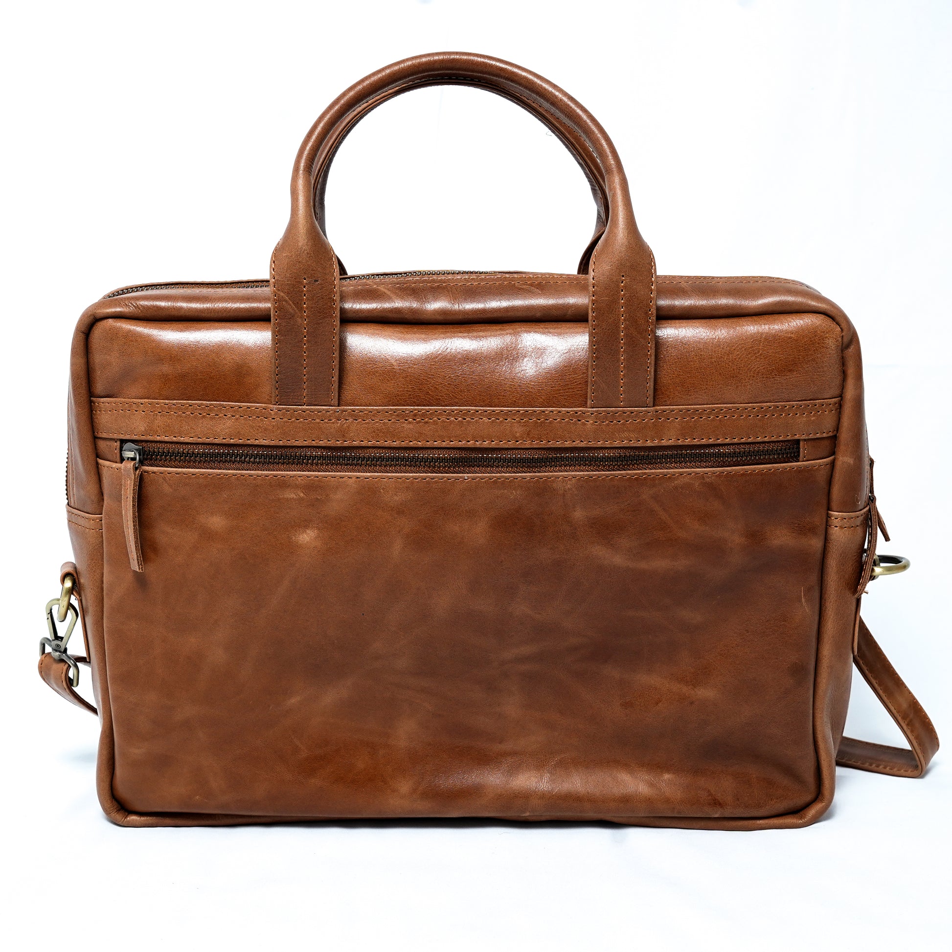 Volkskin Laptoptasche Cognac aus Echtleder