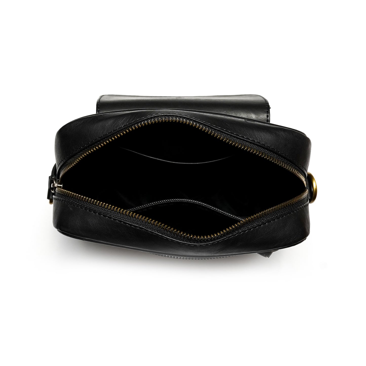 Volkskin Umhängetasche Schwarz – Detailansicht Lederqualität