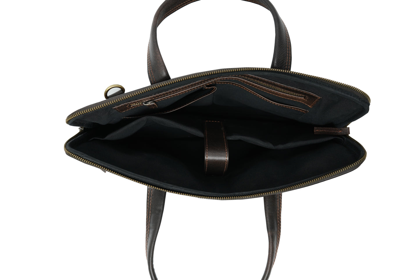 Leder Laptoptasche Espresso Innenansicht
