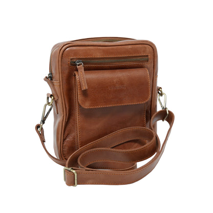 Leder Umhangetasche Cognac Vorderansicht