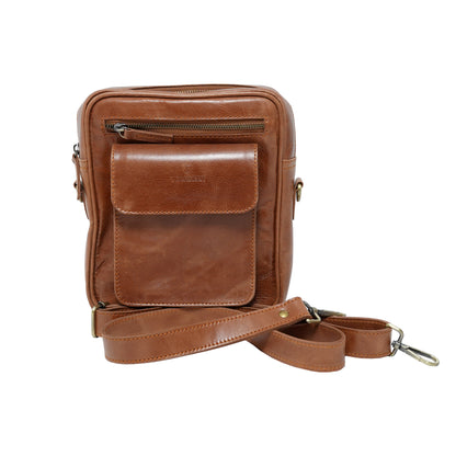 Leder Umhangetasche Cognac Vorderansicht