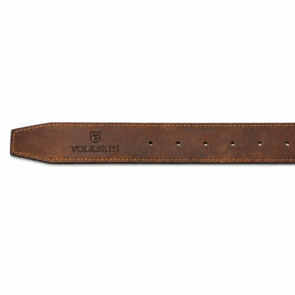 Volkskin Herren Ledergürtel Braun closeup