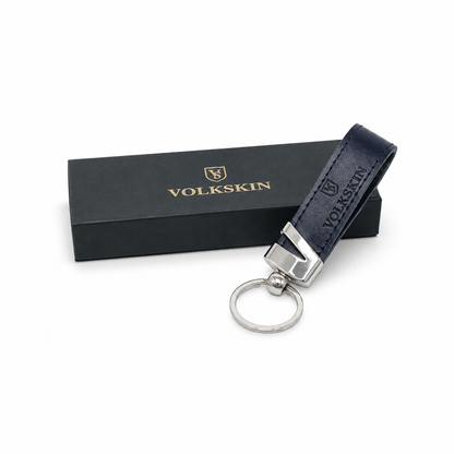 Volkskin Leder Schlusselanhanger Blau mit Metallring