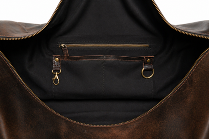 Volkskin Vintage Leder Reisetasche Espresso Draufsicht