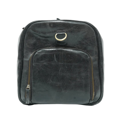 Volkskin Vintage Leder Reisetasche Schwarz Seitenansicht