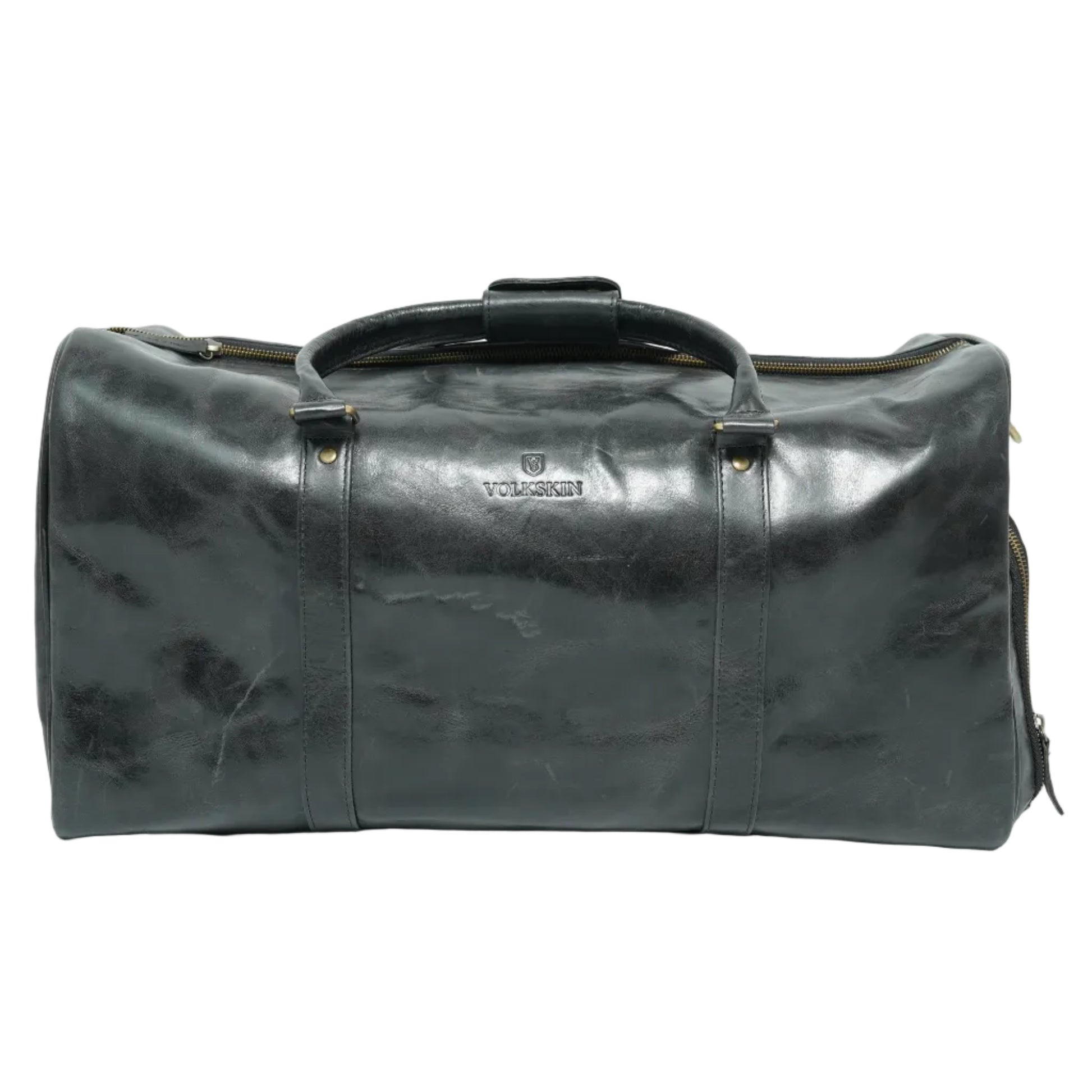 Volkskin Vintage Leder Reisetasche Schwarz