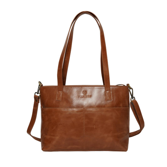 Volkskin Leder Schultertasche Cognac